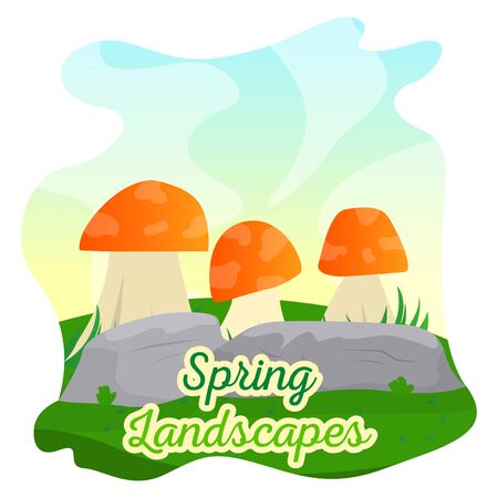 Natural spring landscape. Spring background. Natural enviroment - Vectorのイラスト素材