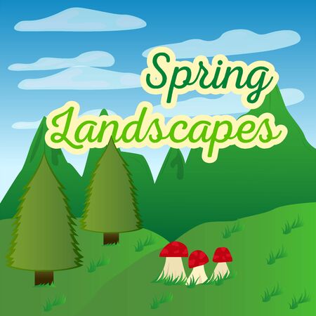 Natural spring landscape. Spring background. Natural enviroment - Vectorのイラスト素材