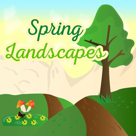 Natural spring landscape. Spring background. Natural enviroment - Vectorのイラスト素材