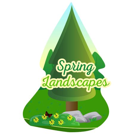 Natural spring landscape. Spring background. Natural enviroment - Vectorのイラスト素材