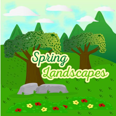 Natural spring landscape. Spring background. Natural enviroment - Vectorのイラスト素材