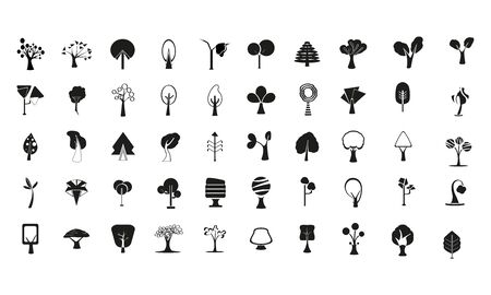 Set of silhouettes of trees - Vector illustratioのイラスト素材