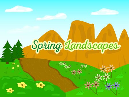 Natural spring landscape. Spring background. Natural enviroment - Vectorのイラスト素材