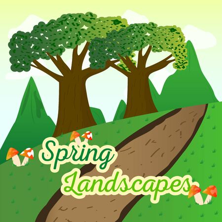 Natural spring landscape. Spring background. Natural enviroment - Vectorのイラスト素材