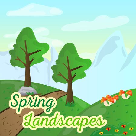 Natural spring landscape. Spring background. Natural enviroment - Vectorのイラスト素材