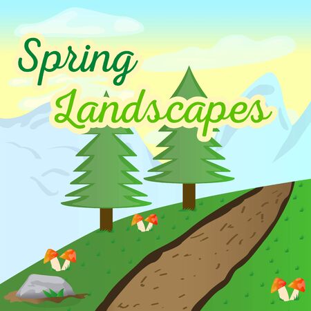 Natural spring landscape. Spring background. Natural enviroment - Vectorのイラスト素材