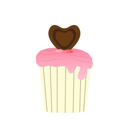 Isolated decorated cupcake. Valentines day - Vector illustration