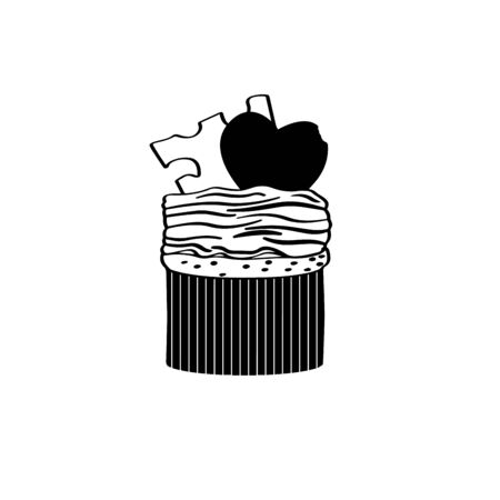 Isolated decorated cupcake. Valentines day - Vector illustration