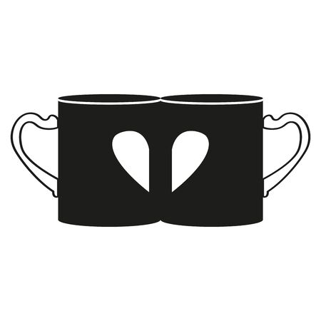 Isolated pair of mugs. Valentines day - Vector illustrationのイラスト素材