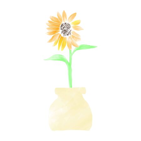 Isolated watercolor flower in a vase - Vectorのイラスト素材