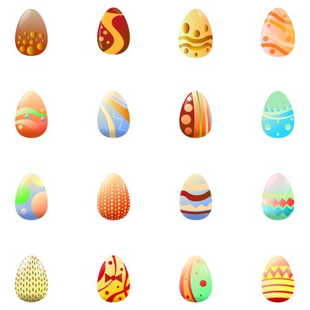 Set of decorated easter eggs - Vector illustrtionのイラスト素材