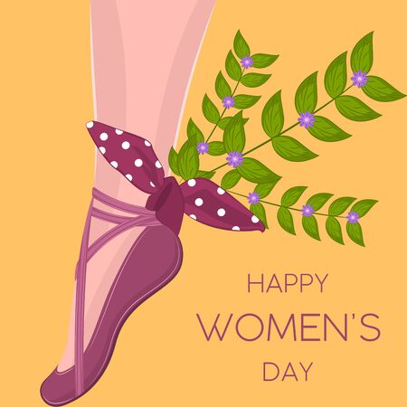 Happy womens day card with ballet dancer leg - Vectorのイラスト素材