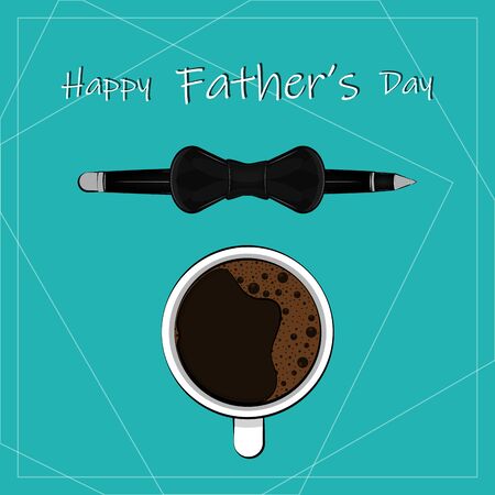 Happy fathers day card with a coffee cup and bowtie - Vector illustrationのイラスト素材