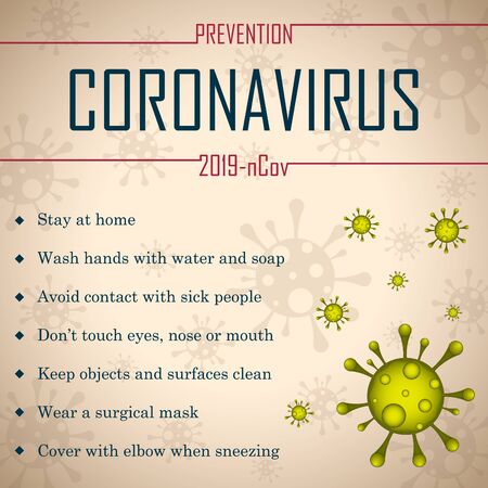 Coronavirus prevention poster. Prevention measures - Vector illustrationのイラスト素材