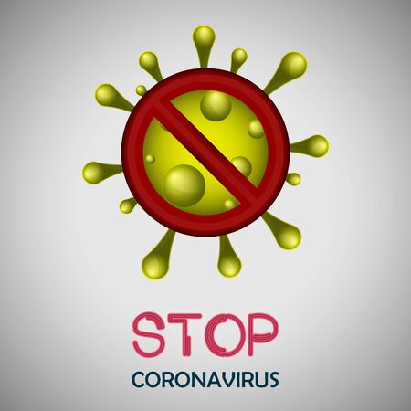 Stop coronavirus poster. Covid-19 virus. Warning sign - Vector illustrationのイラスト素材