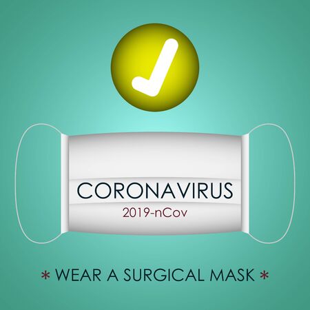Coronavirus poster. Covid-19 protection. Surgical mask - Vectorのイラスト素材