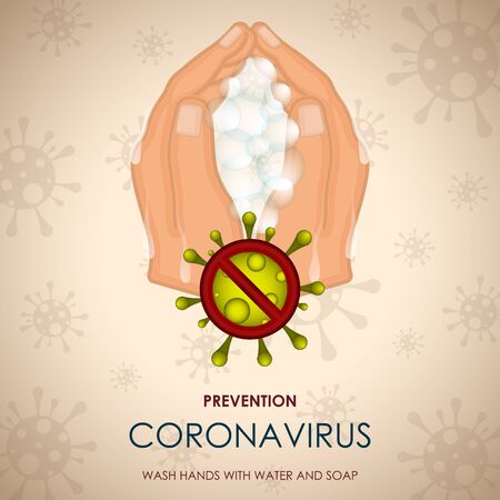 Hand washing. Coronavirus prevention poster - Vector illustrationのイラスト素材