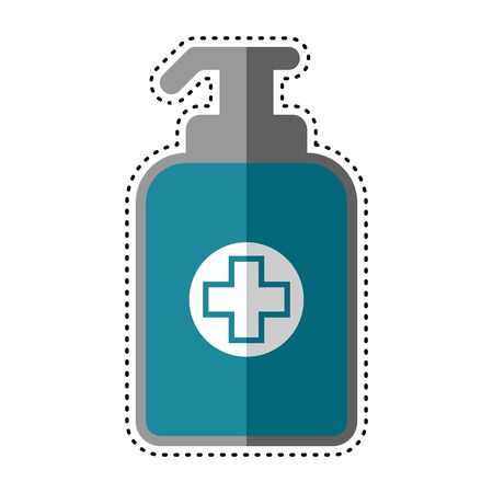 Dotted line antibacterial gel icon - Vector illustrationのイラスト素材