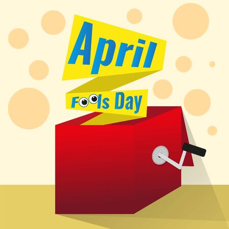 April fool day card with a joke box - Vectorのイラスト素材