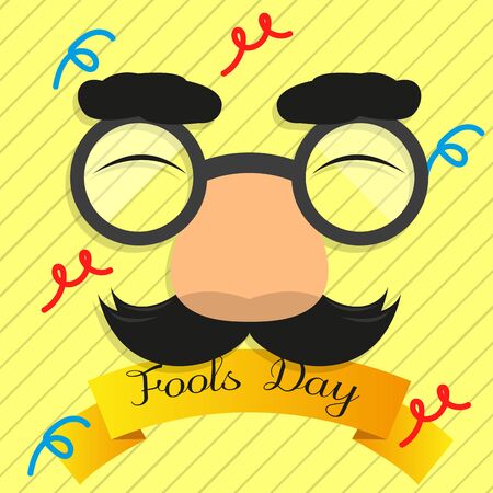 April fool day card with a joke mask - Vectorのイラスト素材