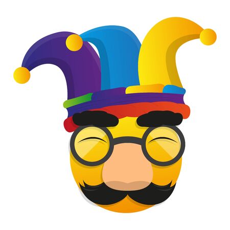 Isolated happy emoji with a harlequin hat and joke mask - Vectorのイラスト素材