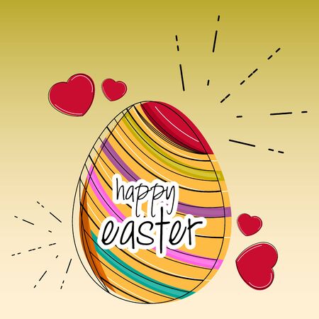 Happy easter poster. Decorated easter eggs and hearts - Vectorのイラスト素材