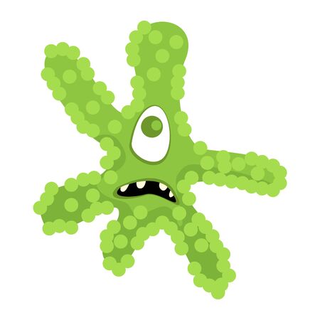 Isolated angry virus over a white background - Vector illustrationのイラスト素材