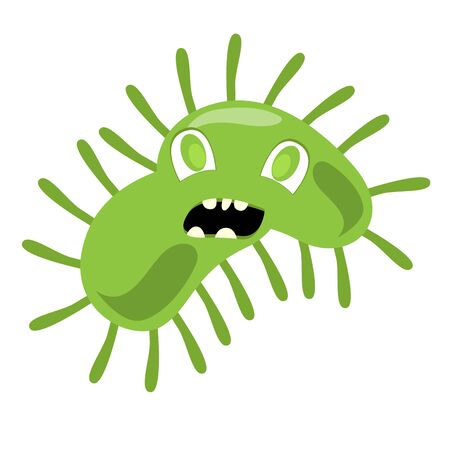 Isolated angry virus over a white background - Vector illustrationのイラスト素材