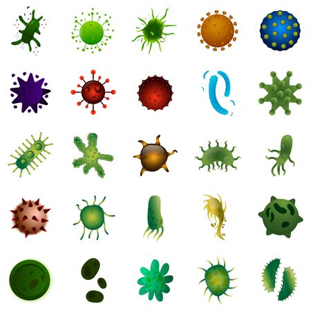 Set of colored virus icons over a white background - Vector illustrationのイラスト素材