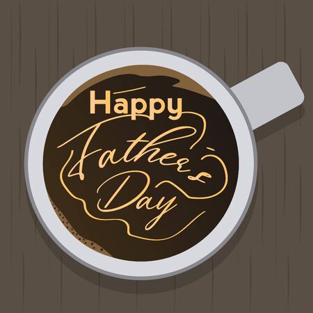 Happy father day poster with a cup of coffee and text - Vector illustrationのイラスト素材