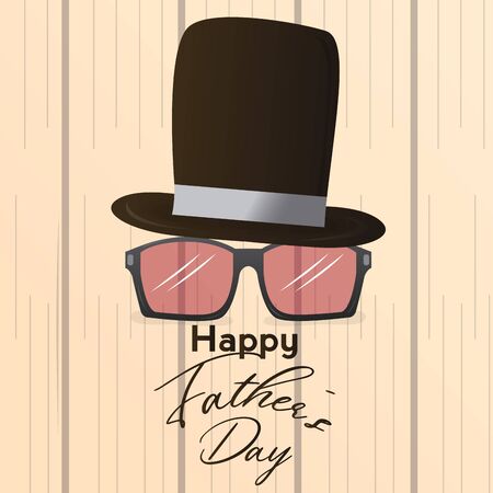 Happy father day poster with a hat, glasses and text - Vector illustrationのイラスト素材