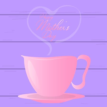 Happy mothers day card with a coffee cup and heart - Vectorのイラスト素材