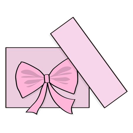 Isolated openend gift box. Present with bow - Vectorのイラスト素材