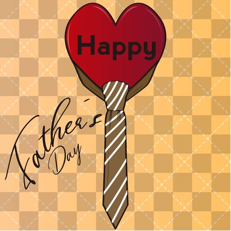 Happy father day poster with a necktie, heart and text - Vector illustrationのイラスト素材
