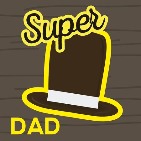 Super dad poster with a hat and text - Vector illustrationのイラスト素材