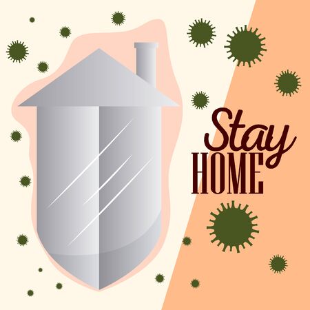 Stay at home template with a house icon - Vectorのイラスト素材