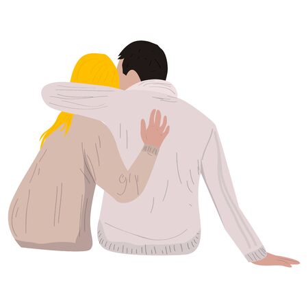 Isolated young couple hugging. Love symbol - Vectorのイラスト素材