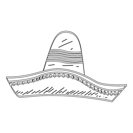 Isolated traditional mexican hat sketch - Vector illustraitonのイラスト素材