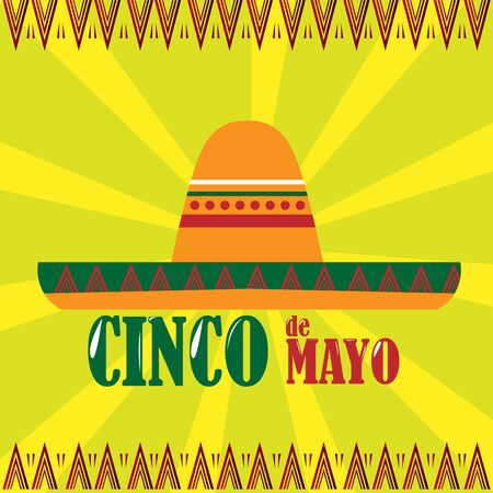 Traditional mexican hat. Cinco de mayo template - Vector illustrationのイラスト素材
