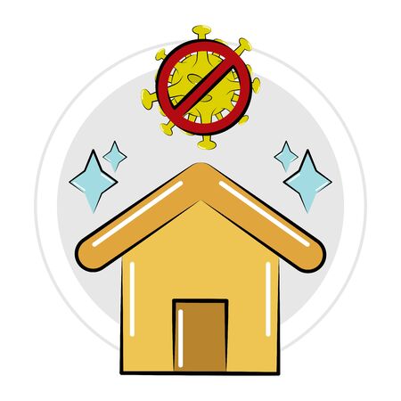 Sticker of a clean house. Prohibited virus. Remove virus - Vectorのイラスト素材
