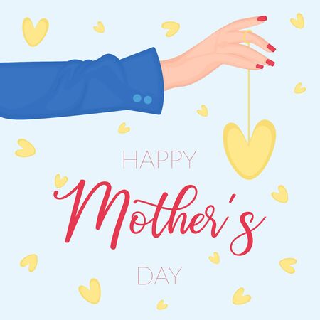 Happy mothers day card. Womans hand with a heart - Vectorのイラスト素材