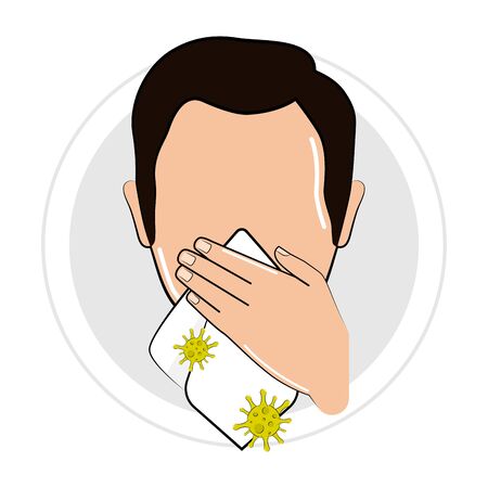 Sticker of a man icon with a virus handkerchief - Vectorのイラスト素材
