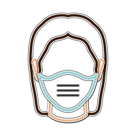 Sticker of a woman icon with a face mask - Vectorのイラスト素材