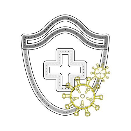 Isolated virus shield icon over a white background - Vectorのイラスト素材