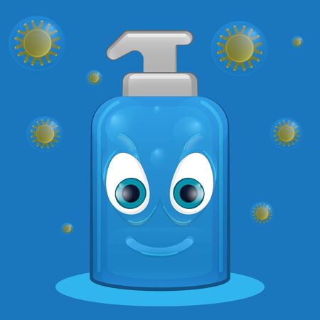 Cartoon of an evil soap bottle - Vectorのイラスト素材
