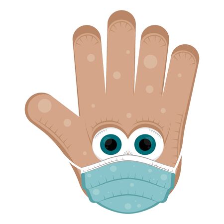 Hand cartoon with a face mask - Vectorのイラスト素材