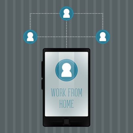 Tablet with a work network Work from home poster. Home office - Vectorのイラスト素材