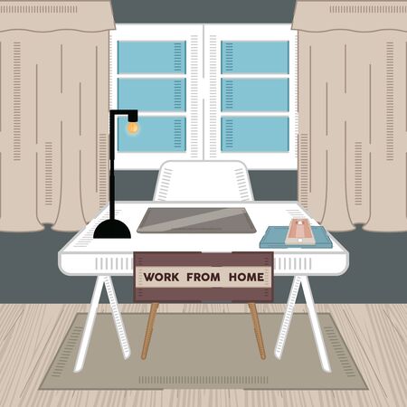 Home workspace. Work from home poster. Home office - Vectorのイラスト素材