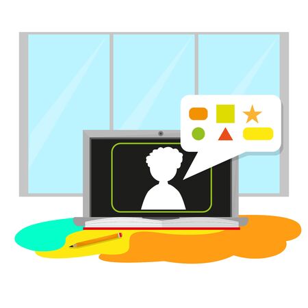 Home study concept. Online class. Self-learning - Vector illustrationのイラスト素材