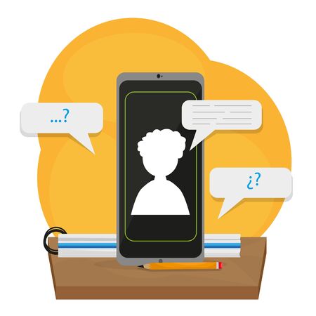 Home study concept. Online class. Self-learning - Vector illustrationのイラスト素材